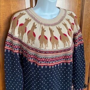 Christopher & Banks Llama Alpaca motifs encircling the neckline fairisle Medium